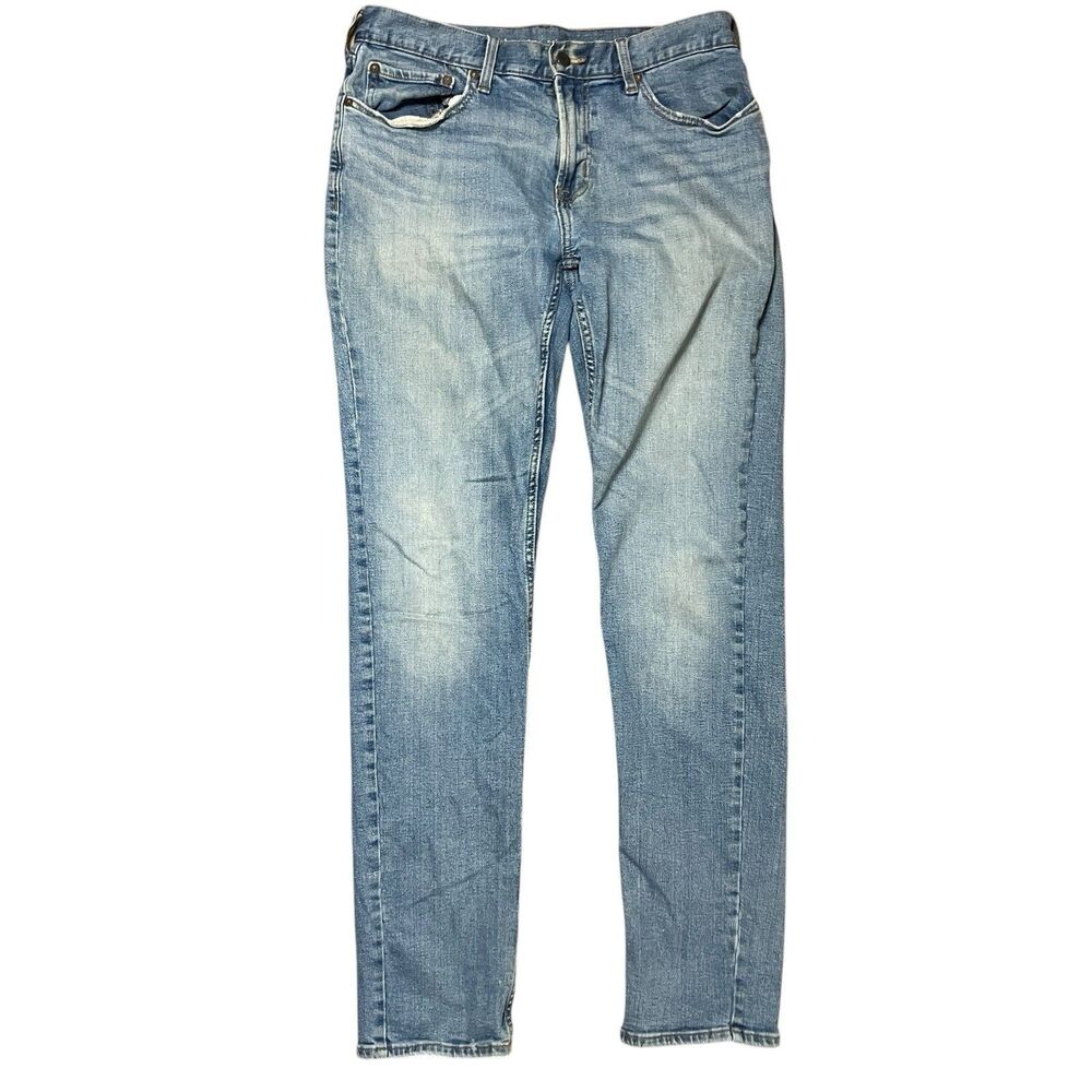 Old Navy Jeans Mens Blue 32x35 Light Wash Denim Stretch Straight Fit Blue Cotton